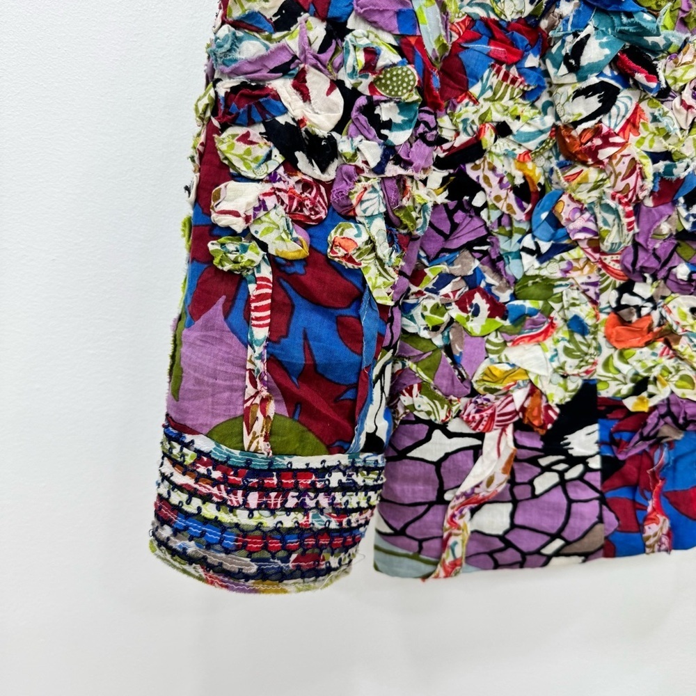 Indikka Mixed Print Open Front quilted Jacket Art… - image 4